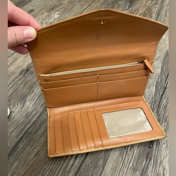 Brahmin Veronica Envelope Wallet Cashew Melbourne Croc-Embossed Leather - Picture 4 of 5